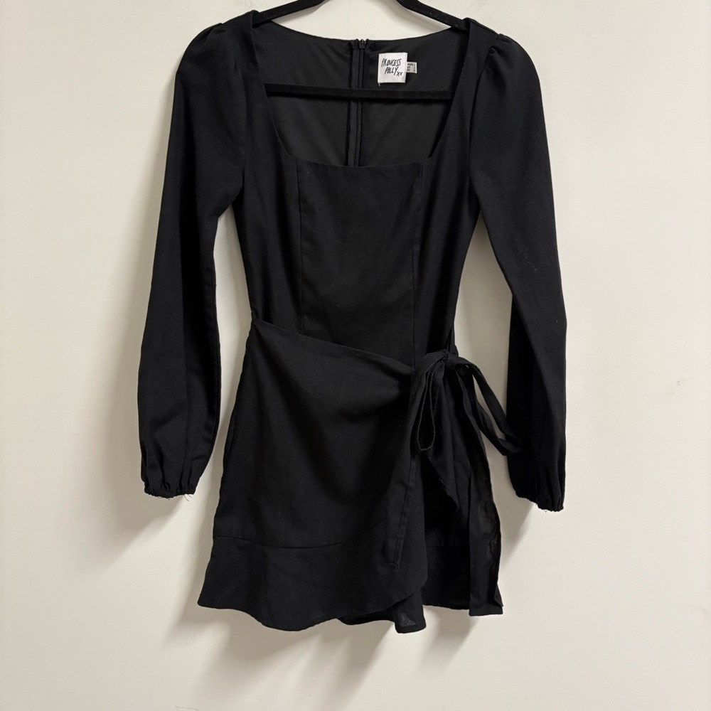 Princess Polly Womens Size 2 Long Sleeve Wrap Dress Square Neck - Picture 2 of 8